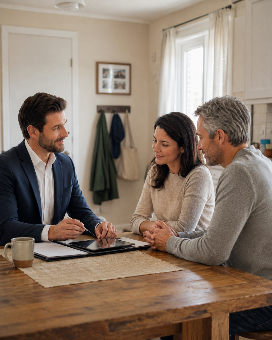 Conseiller immobilier rencontrant des clients